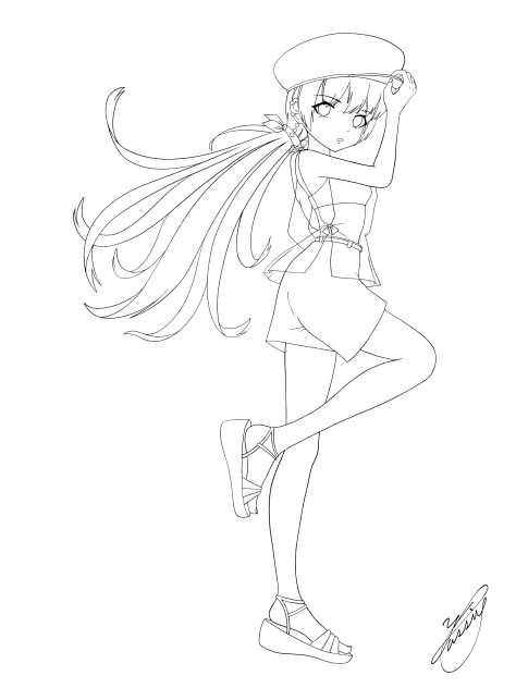 Girl's steps（線画）