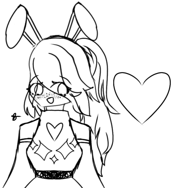 Cute Bunny Girl with a Heart Sketch