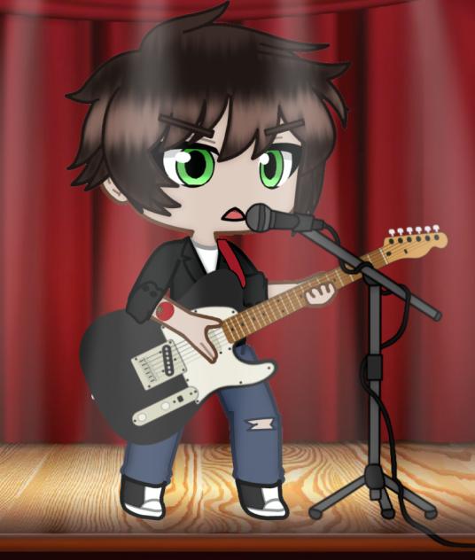 Spain playing electric guitar