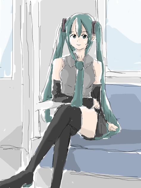 電車でミクさんに
