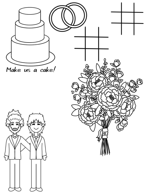 Wedding coloring book page