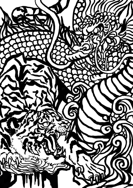 龍虎(線画)