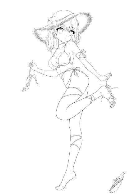 初夏の海（線画）