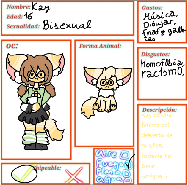 Ficha para el cómic furry academy