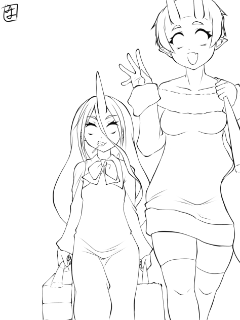 買い出しwalking line art