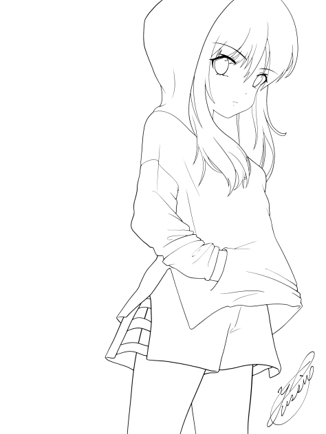 Hoodie Girl（線画）