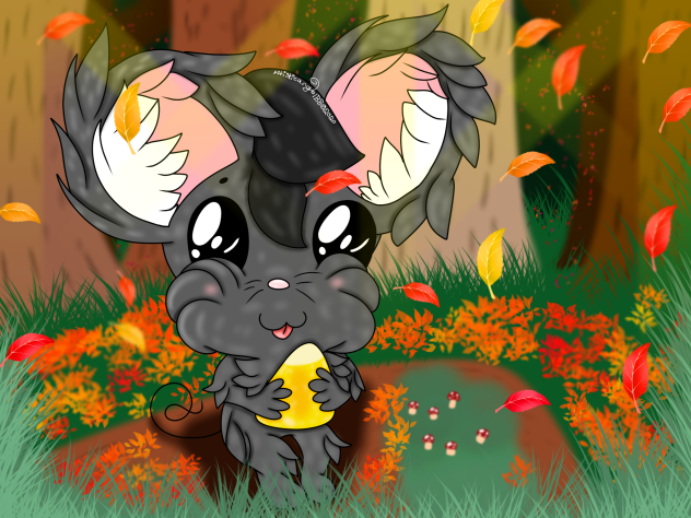 Autumn Mouse Eating Corn