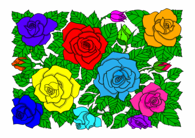 塗り絵 薔薇