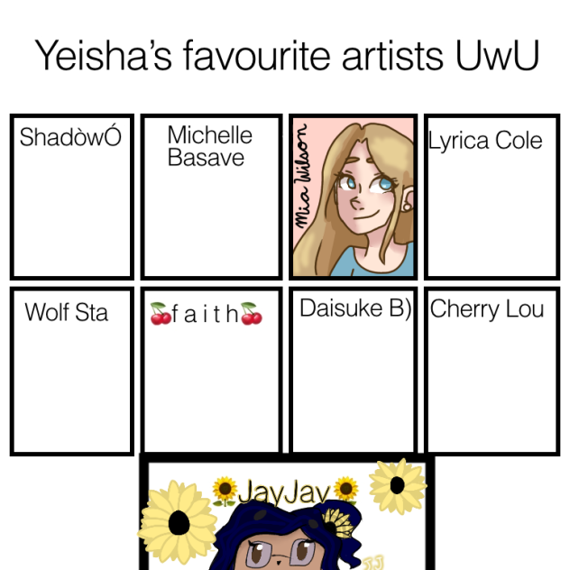 Yeisha’s favorite artists