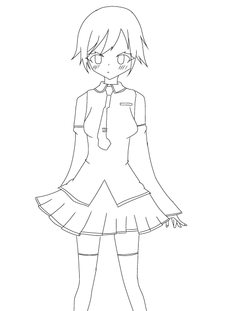 ショートミク　フリー線画
