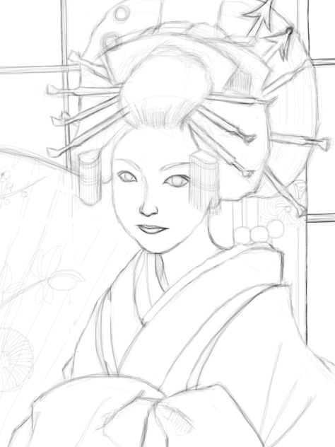 花魁〜線画