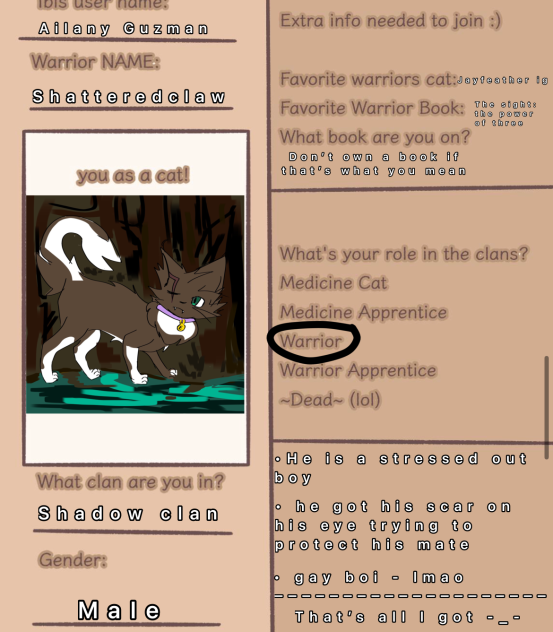 For the WARRIOR CATS FANCLUB