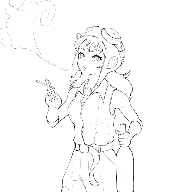 飛行艇乗り(線画)