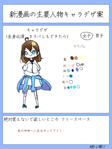 新漫画の主要人物キャラデザ案