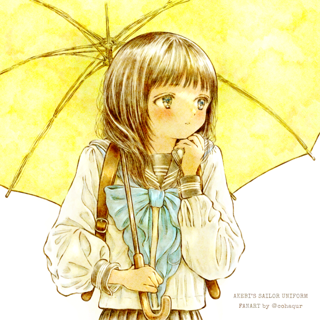 明日ちゃんのセーラー服模写ファンアート　傘