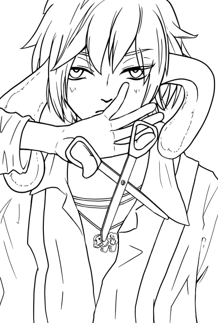 ハサミを持った男子