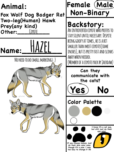 Coyote character for Warriors RP!