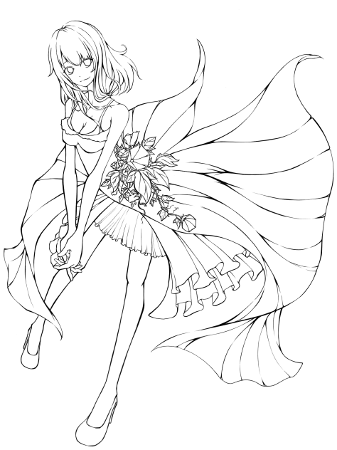 金魚娘(線画 take free)