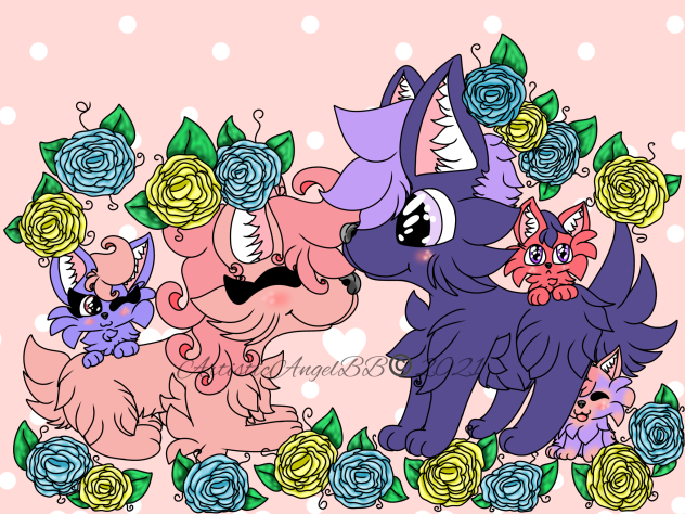 Colorful Doggy Family