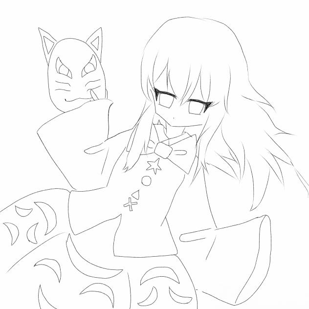 秦こころ　線画！