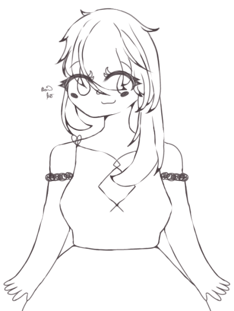 A Girl with One Hair Longer Lineart