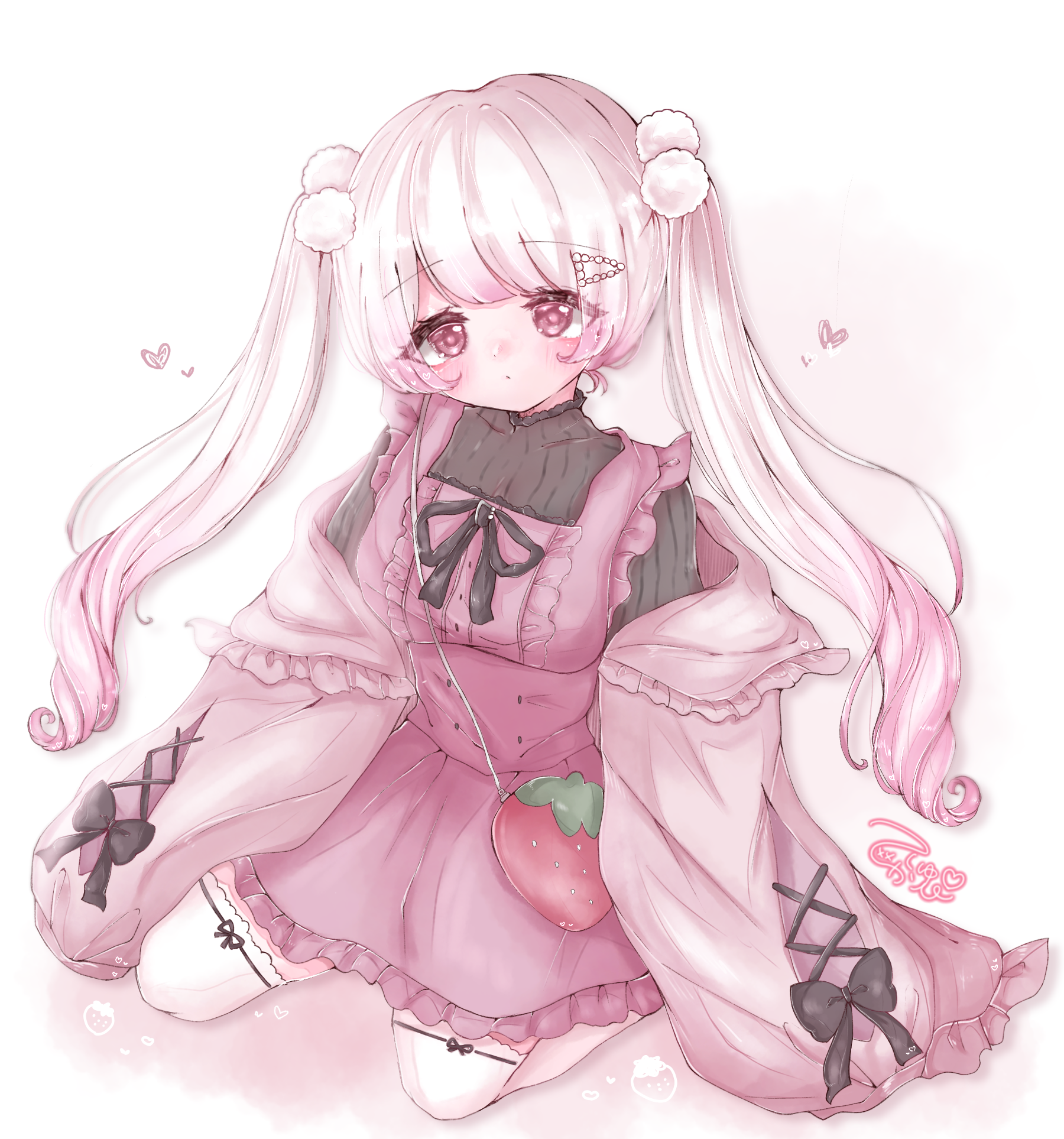 手描きハートイラスト06【ピンク】：イラスト無料