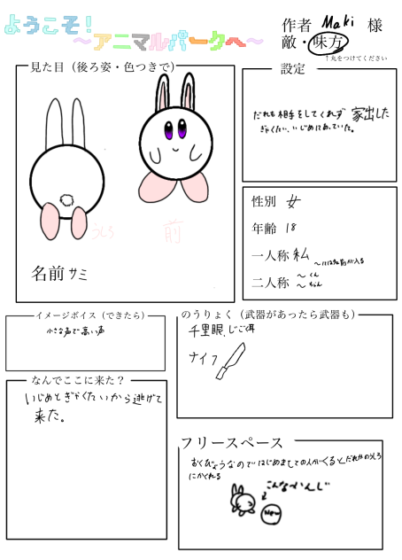 ようこそ!～アニマルパークへ～のキャラ募