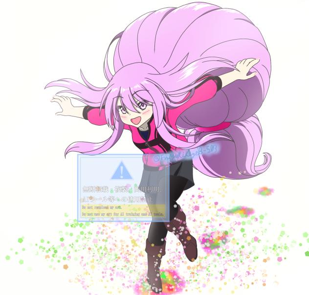 ハイジャンプして着地するロング夜露ちゃん