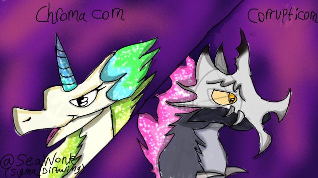 Chromacorn vs Corrupticorn dragons