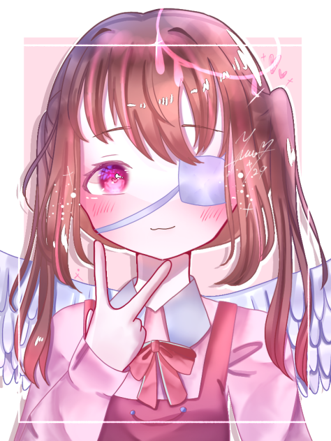 💕眼帯×天使の羽×ピンク💕