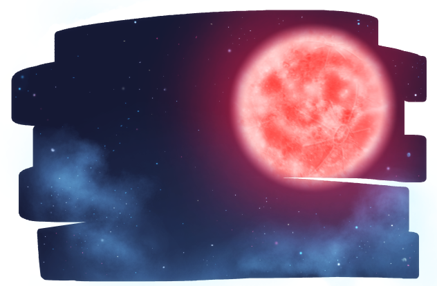 夜空星空赤い月！