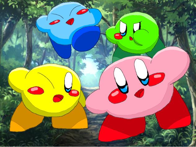 自然の中にいるカービィたち