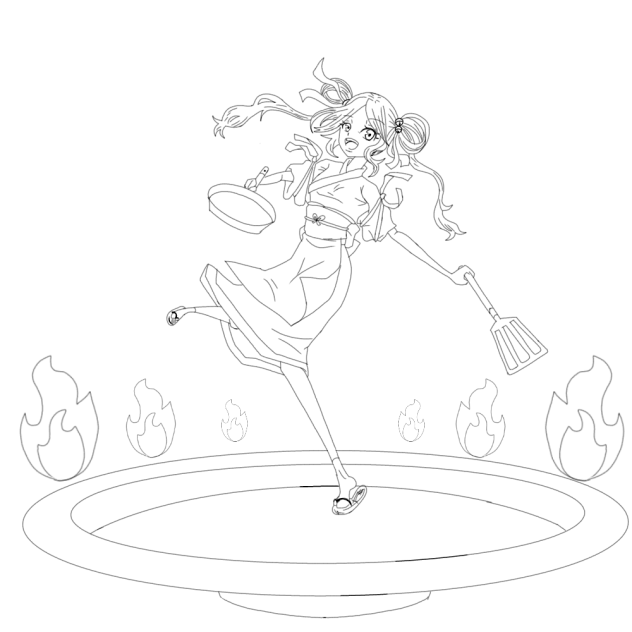 線画　　お料理しましょ🎵