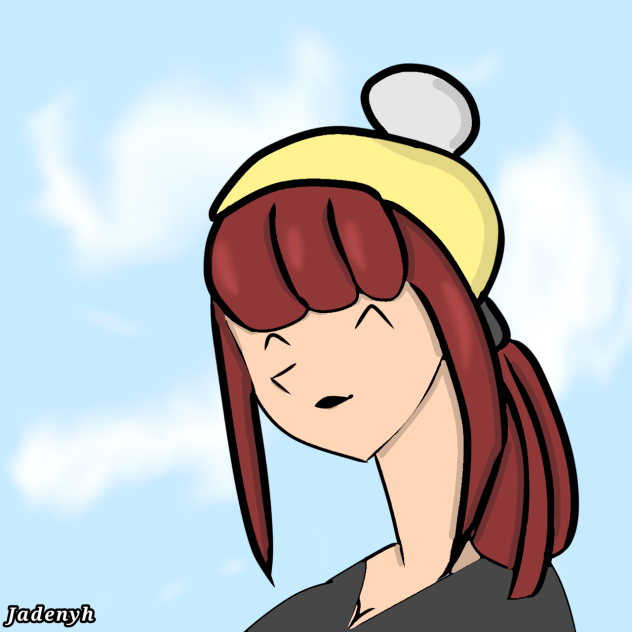 My mom with a yellow hat