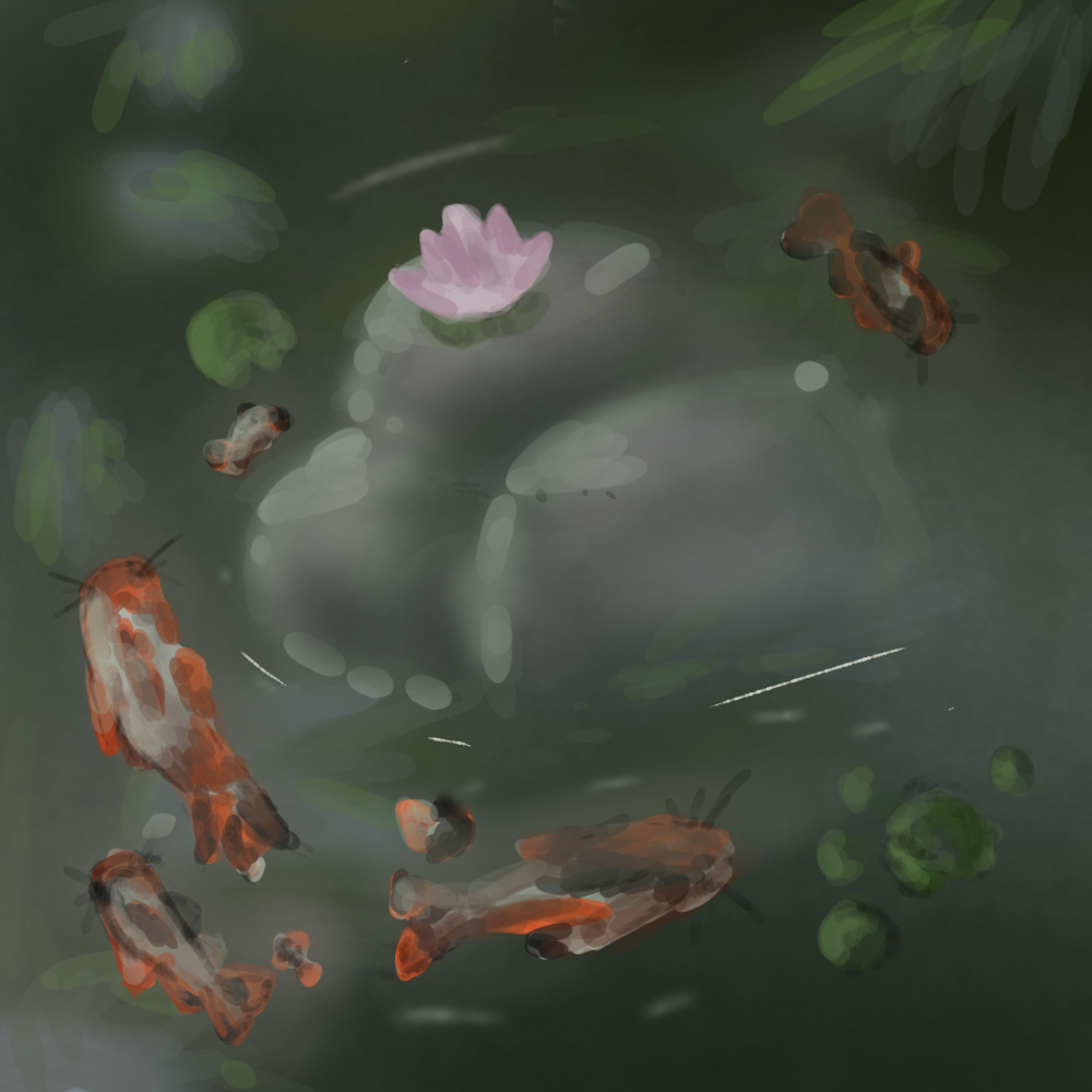 realistic koi fish pond - ibisPaint