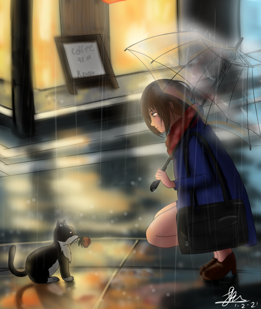 Girl and Cat