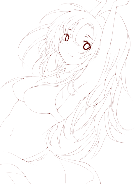 水着少女(線画)