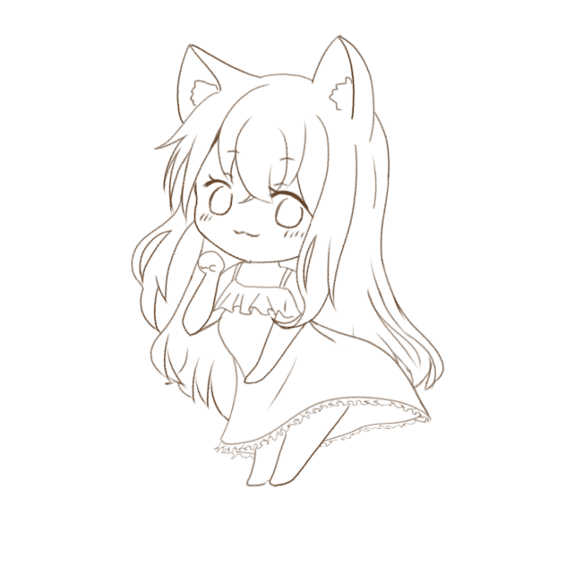 ネコミミデフォルメ（線画）