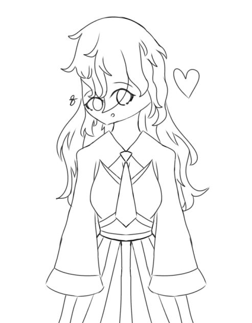 A Beaty with a Tie Lineart