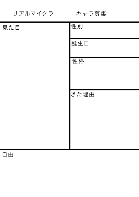 リアルマインクラフトキャラ募集