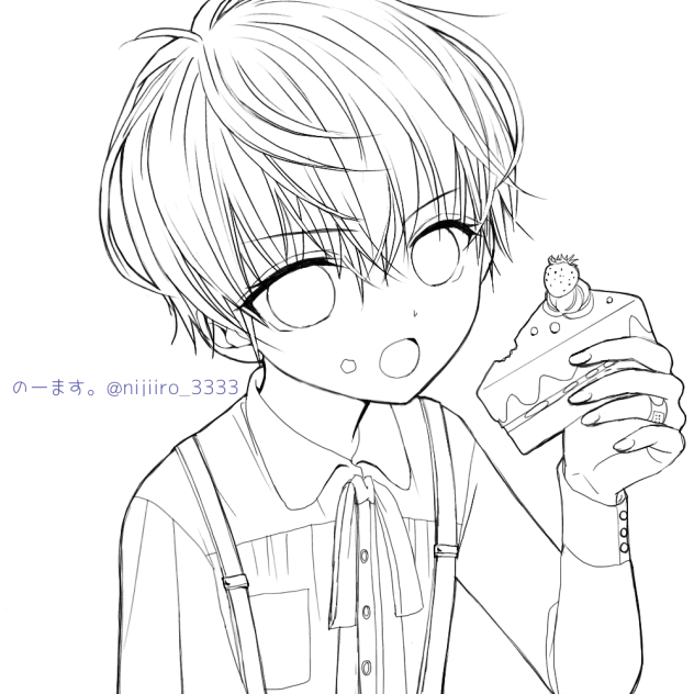 ケーキと少年(lineart)