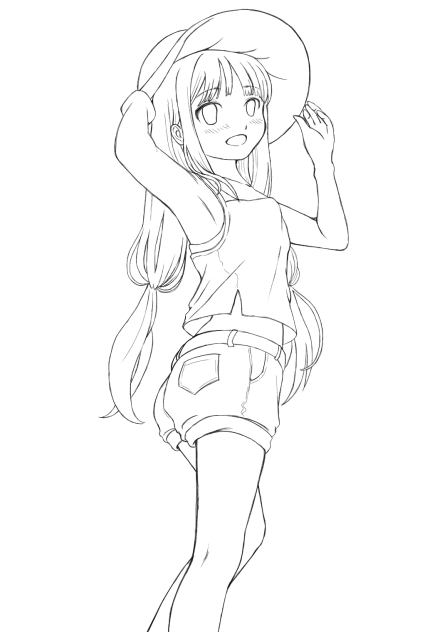 【線画】夏のお出かけ