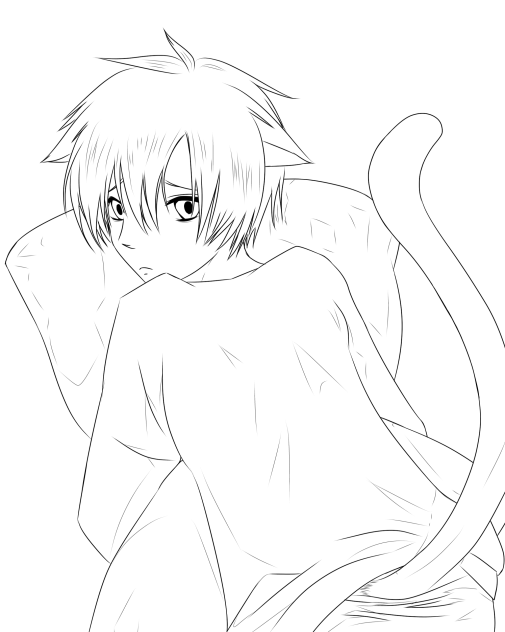 線画　猫耳が好きなんじゃー！　修正