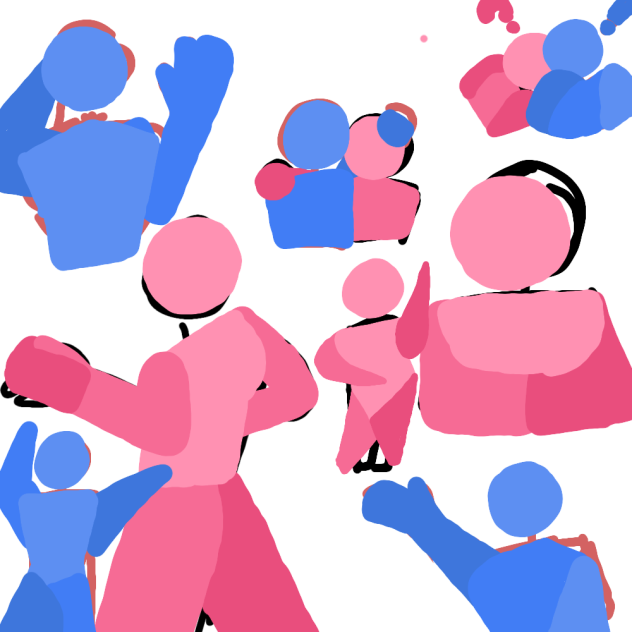 pink and blue