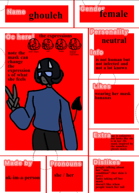 character sheet for comic