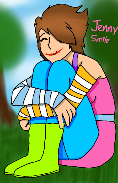 Jenny Smile en el césped