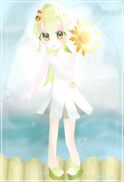 ＊spectacular＊　Sea and sunflowers。
