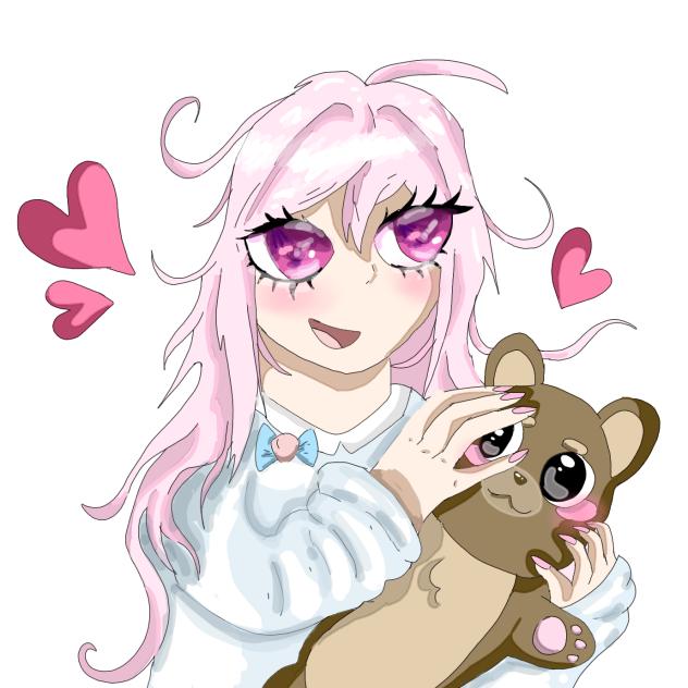 Anime lineart with bear teddy COLOURED
