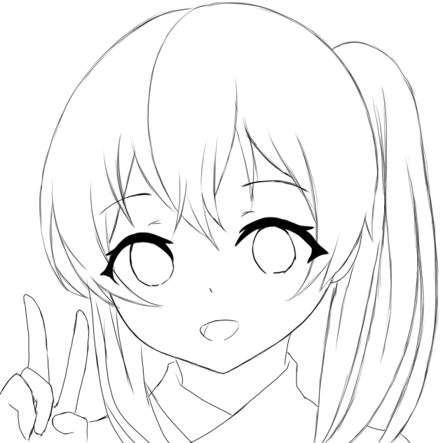 サイドテール線画