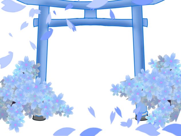 鳥居と桜（青）